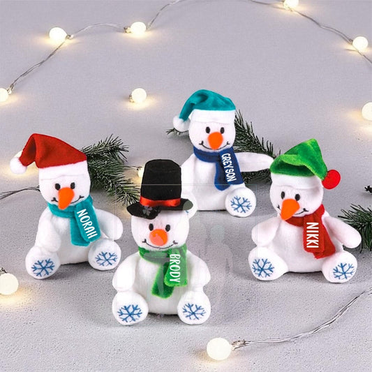 4.5" Snowman Personalized Plush (Hat Color Varies)