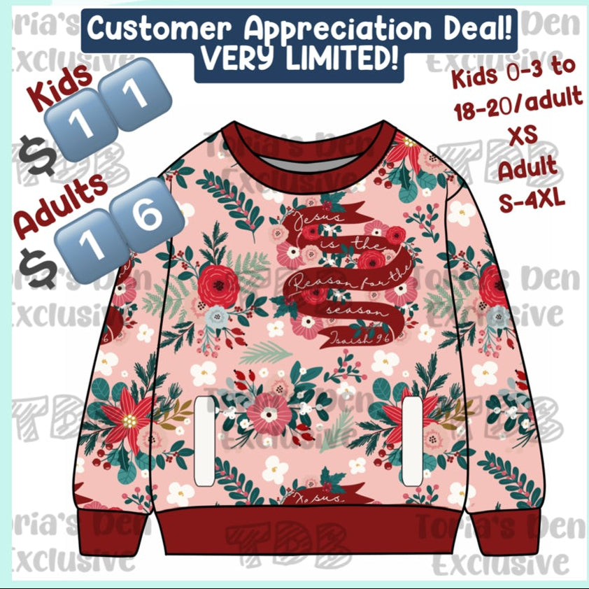 2 Adult Left! Jesus is the Reason Floral Pocket Pullovers Customer Appreciation Limited Deal #2!: TDB Exclusive Pre-Order | No codes!