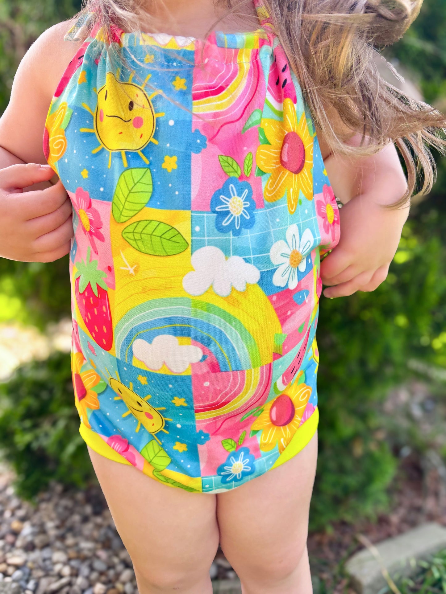 $4.5 at checkout! 2T, 3T (2), 4T (2) Ready to Ship Sunny Summer Halter Rompers: TDB Exclusive