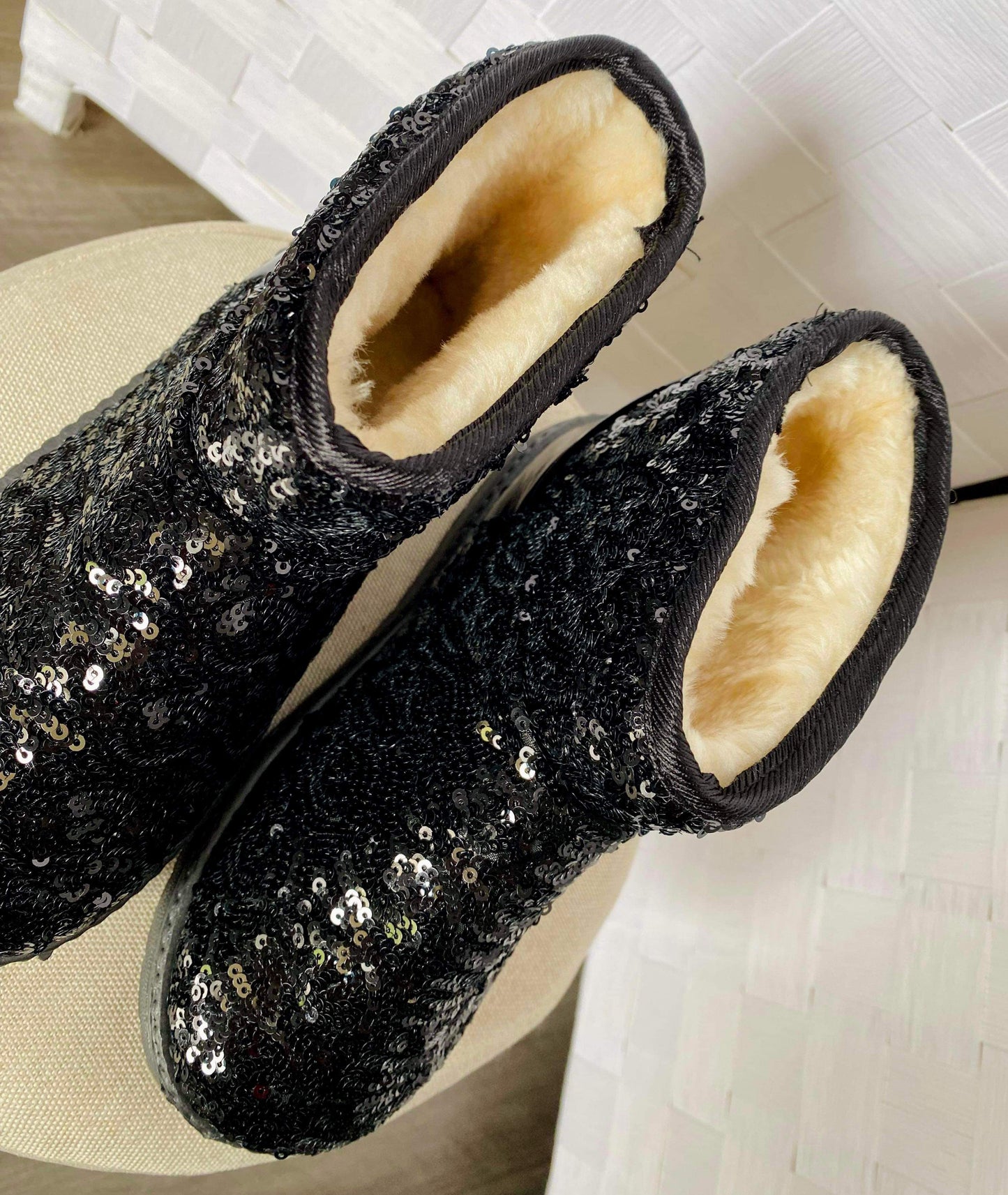 $6.25 at checkout! 4C Black Sequin Boots TTS *CLOSEOUT SALE*