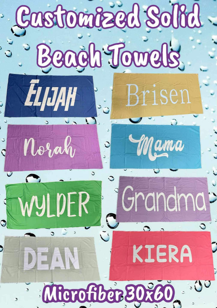 ᴘᴇʀꜱᴏɴᴀʟɪᴢᴇᴅ ᴘʀᴇ-ᴏʀᴅᴇʀꜱ Solid Color Beach or Bath Towels | ~4-6 week TAT |