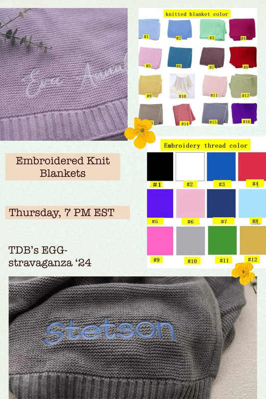 Embroidered Knit Blankets Pre-Order