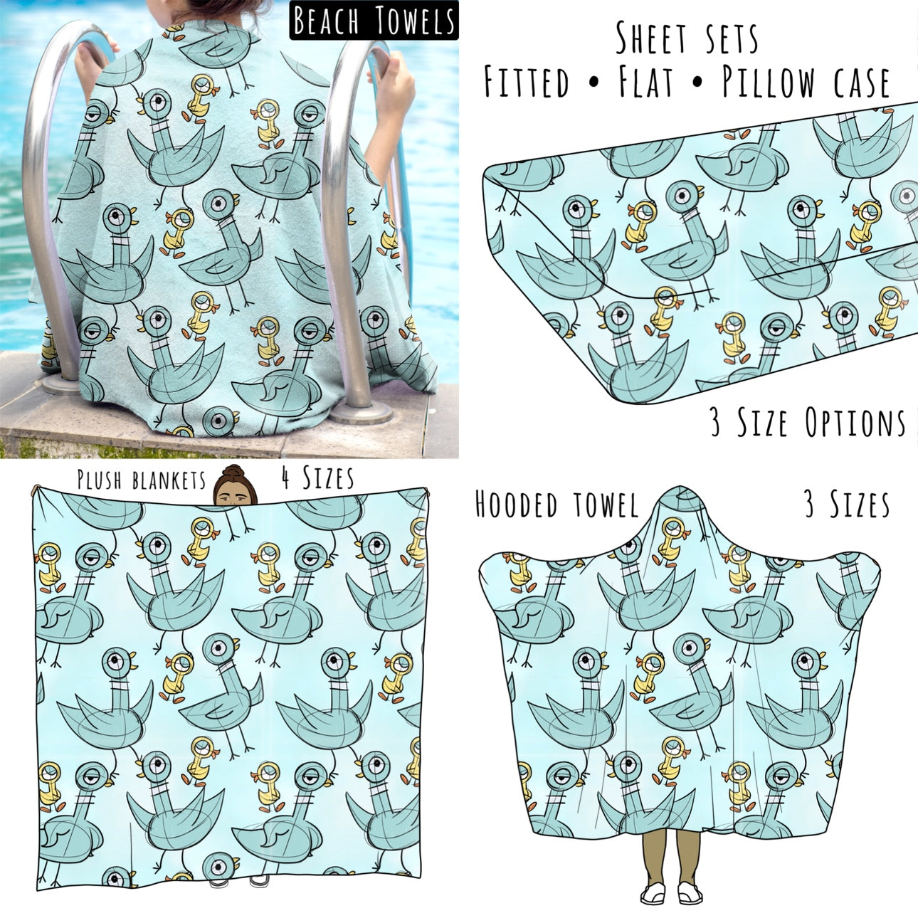 Pigeon Personalized Items ~ Sheets, Pillowcases, Blankets, Towels ~