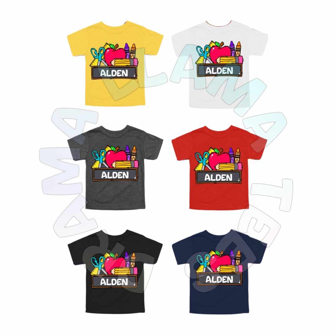 Back to School Name Plate Tees *multiple color options*