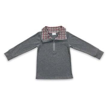 ᴡᴇᴇᴋʟʏ ᴘʀᴇ ᴏʀᴅᴇʀ Pullover- Grey with Red and Green Plaid Quarter Zip