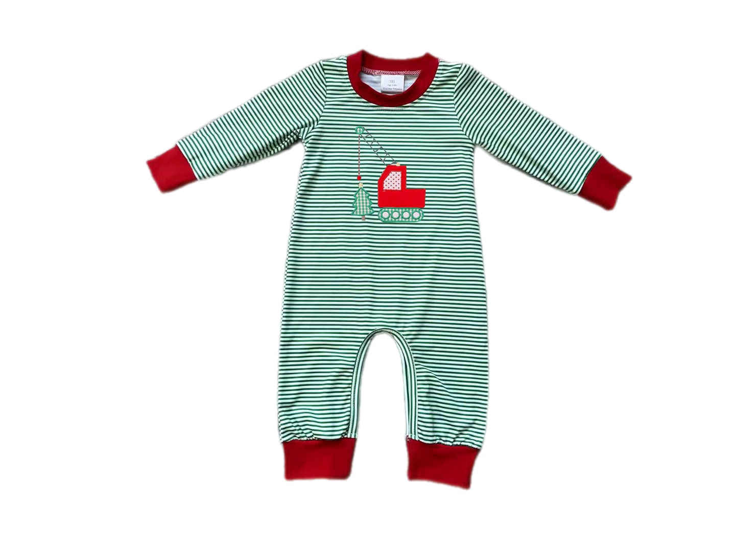 Christmas Tree Construction Romper: Pre-Order