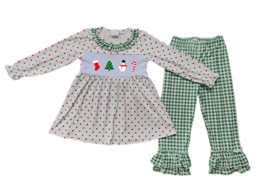 Christmas Polka Dots Elements Ruffle Set: Pre-Order