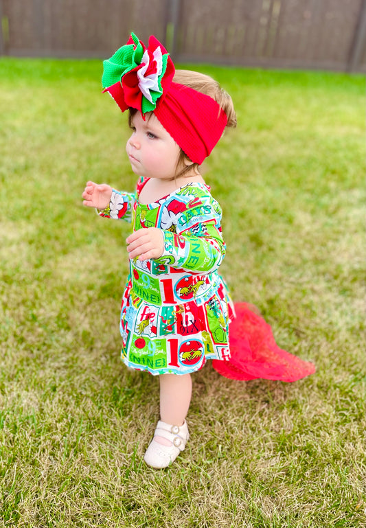 ᴡᴇᴇᴋʟʏ ᴘʀᴇ ᴏʀᴅᴇʀ Christmas Mean Green Collage Skirted Tulle Bummies Set