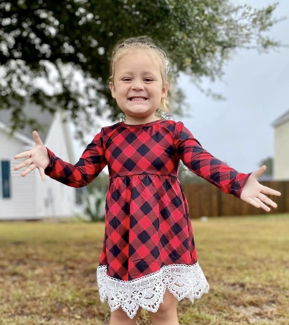 ᴡᴇᴇᴋʟʏ ᴘʀᴇ ᴏʀᴅᴇʀ Buffalo Plaid and Lace Dress