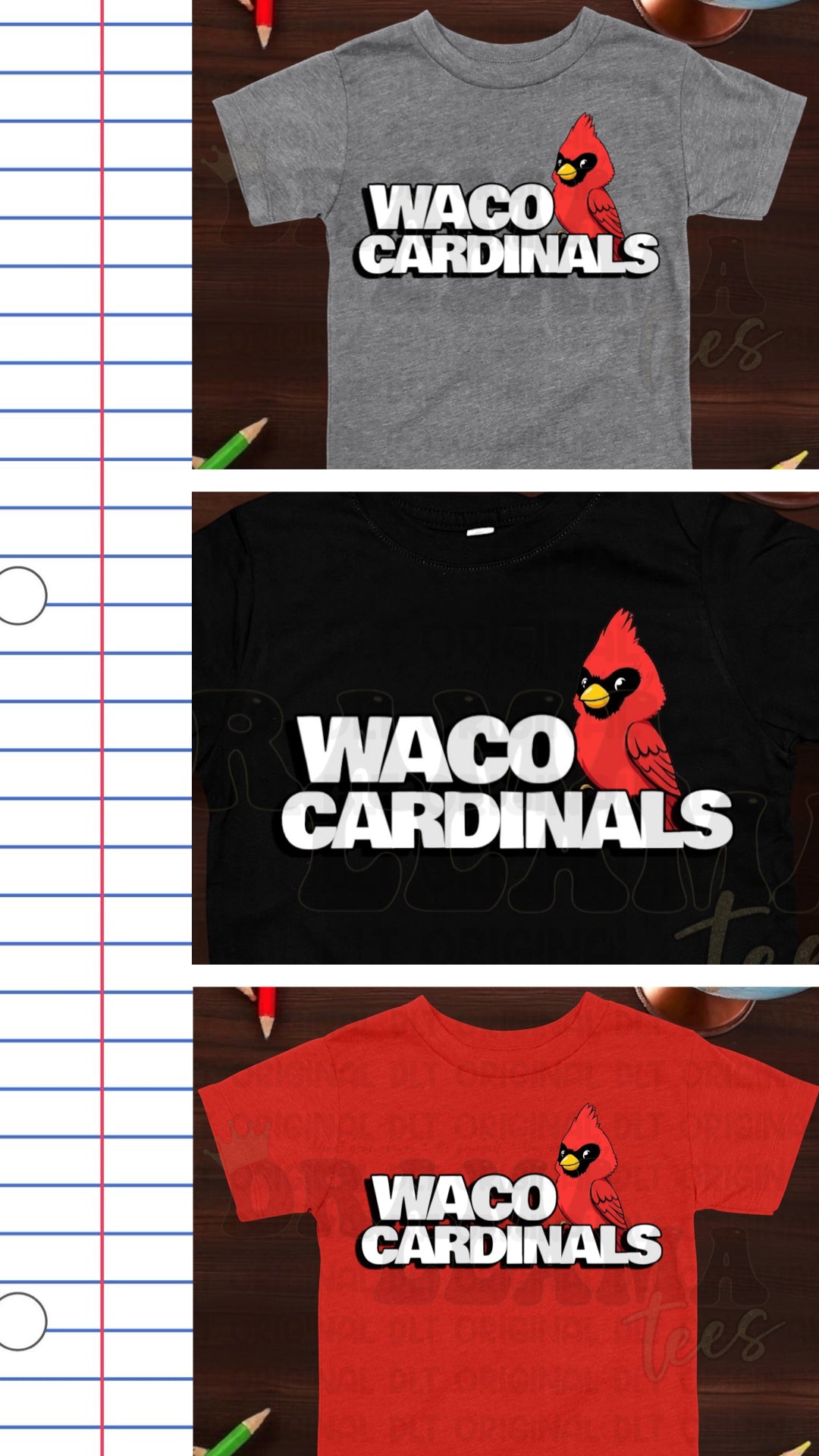 Waco Tees 1 WACO Cardinals Block & Card: DLTPO