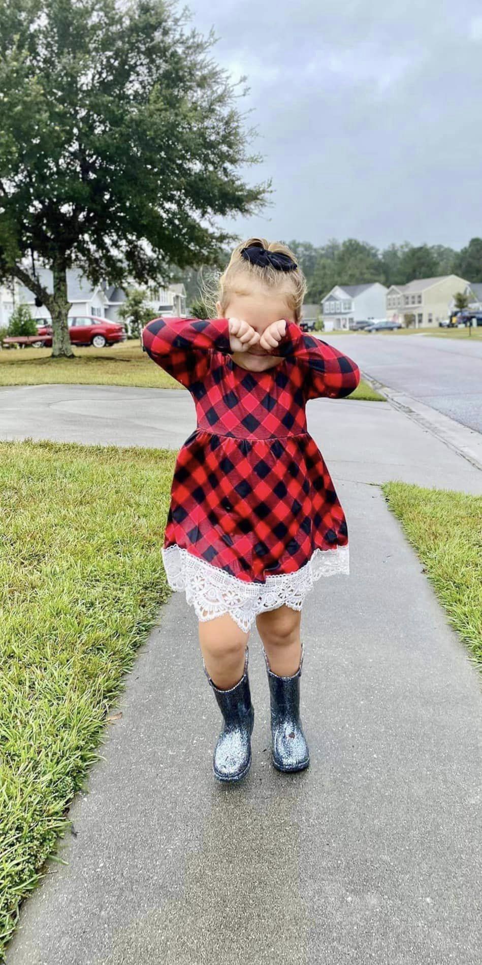 ᴡᴇᴇᴋʟʏ ᴘʀᴇ ᴏʀᴅᴇʀ Buffalo Plaid and Lace Dress