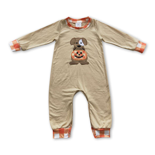 ᴡᴇᴇᴋʟʏ ᴘʀᴇ ᴏʀᴅᴇʀ Embroidered Pumpkin Pup Romper