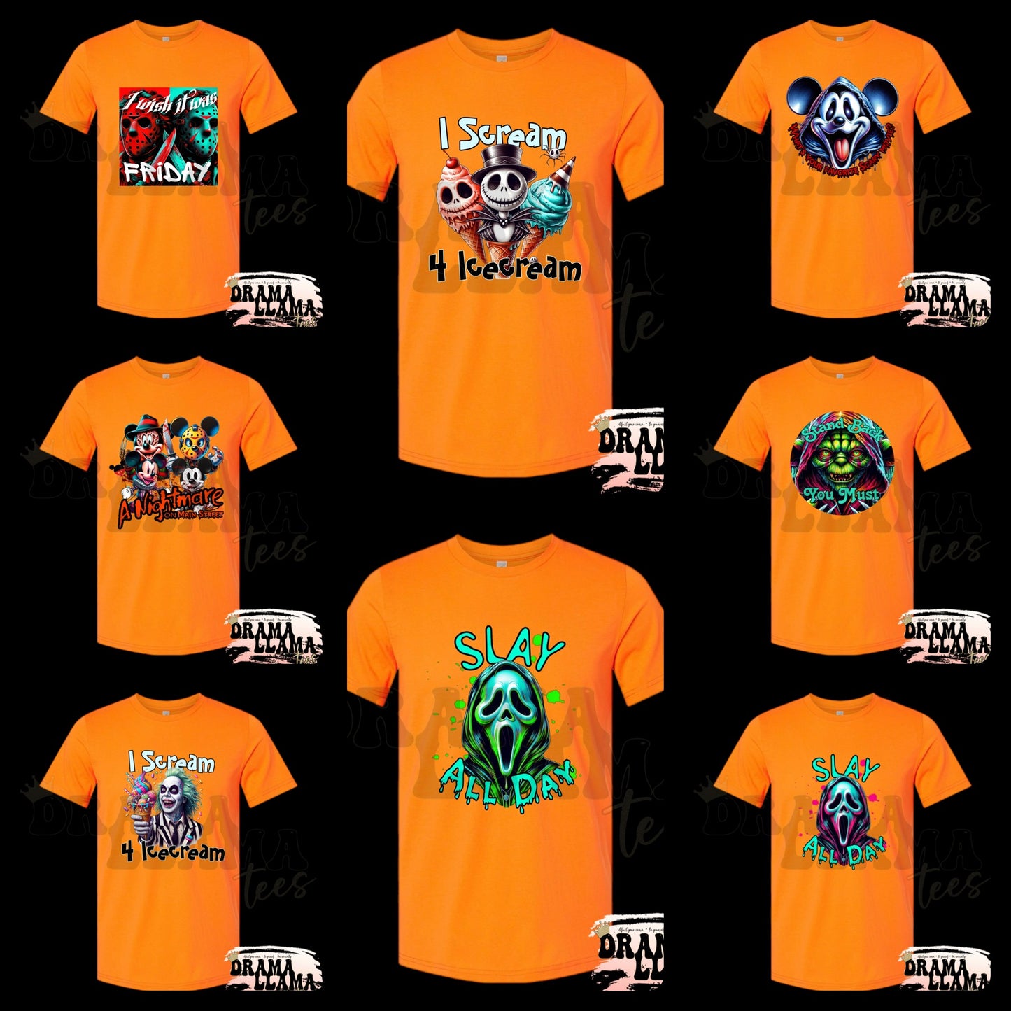 Adult Spooky Drop 1 Tees- NEON ORANGE