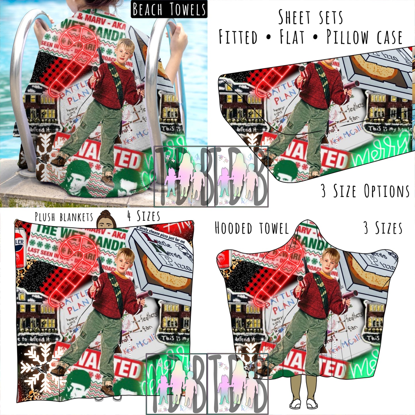 Alone Christmas Personalized Items ~ Sheets, Pillowcases, Blankets, Towels ~