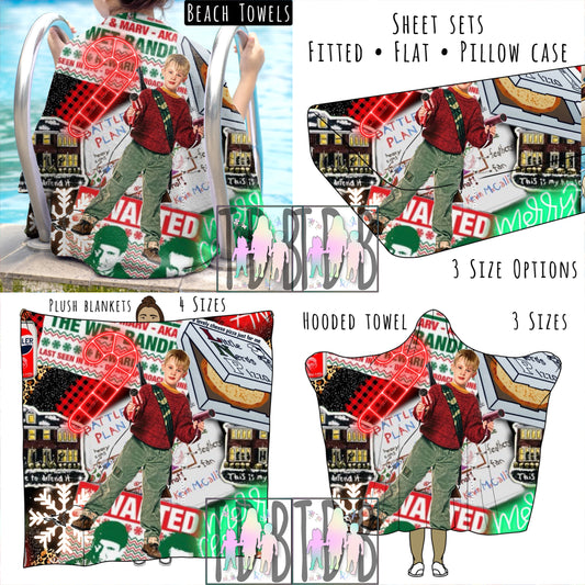 Alone Christmas Personalized Items ~ Sheets, Pillowcases, Blankets, Towels ~