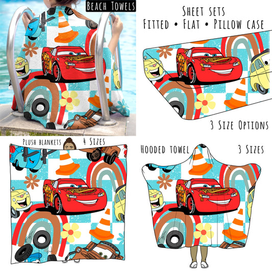 Vroom 2 Personalized Items ~ Sheets, Pillowcases, Blankets, Towels ~