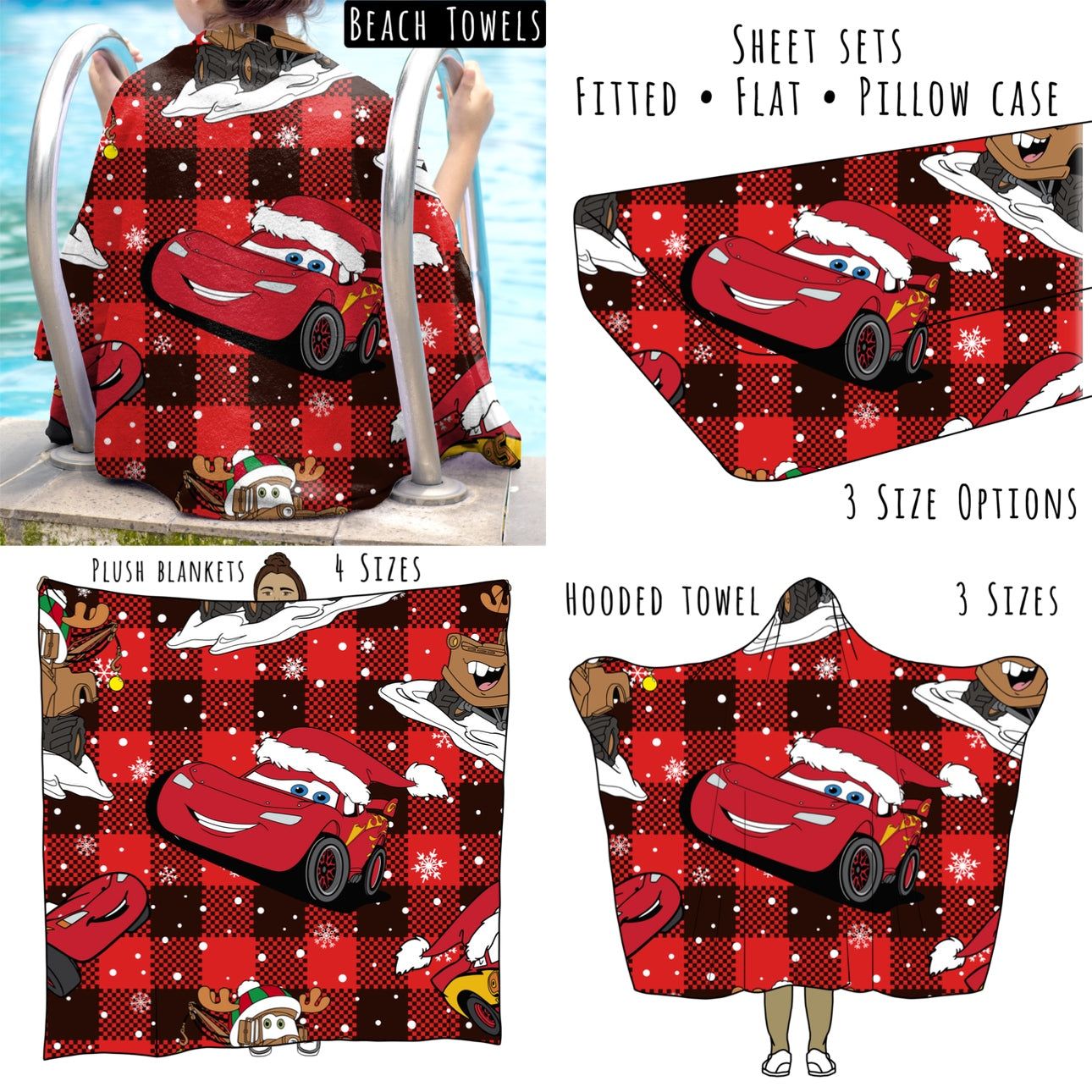 Vroom Christmas 1 Personalized Items ~ Sheets, Pillowcases, Blankets, Towels ~