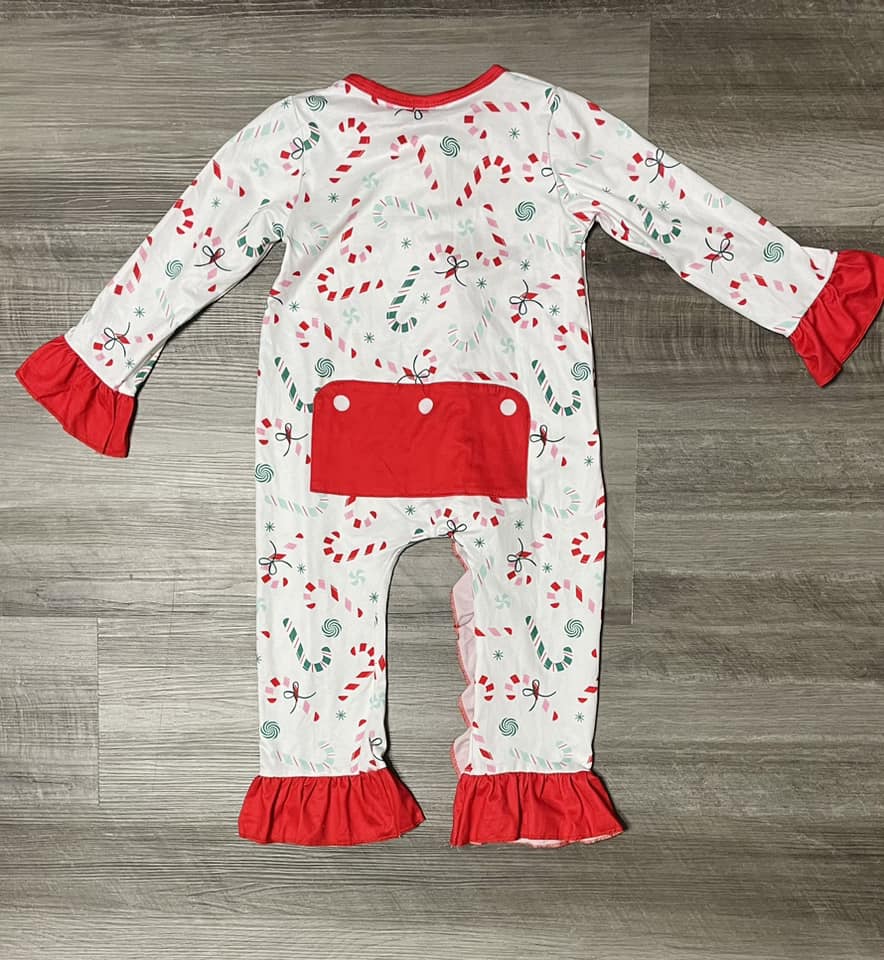 2T  ʀᴇᴀᴅʏ ᴛᴏ ꜱʜɪᴘ! Christmas Candy Cane Ruffle Zippie