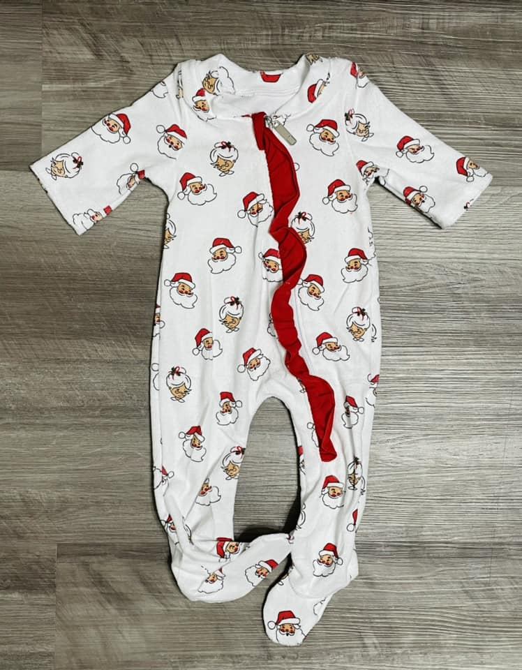 Newborn (2)  ʀᴇᴀᴅʏ ᴛᴏ ꜱʜɪᴘ! Christmas Santa Ruffle Zippie