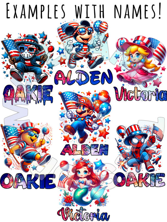 Fourth of July Character Tees *multiple color and pattern options*
