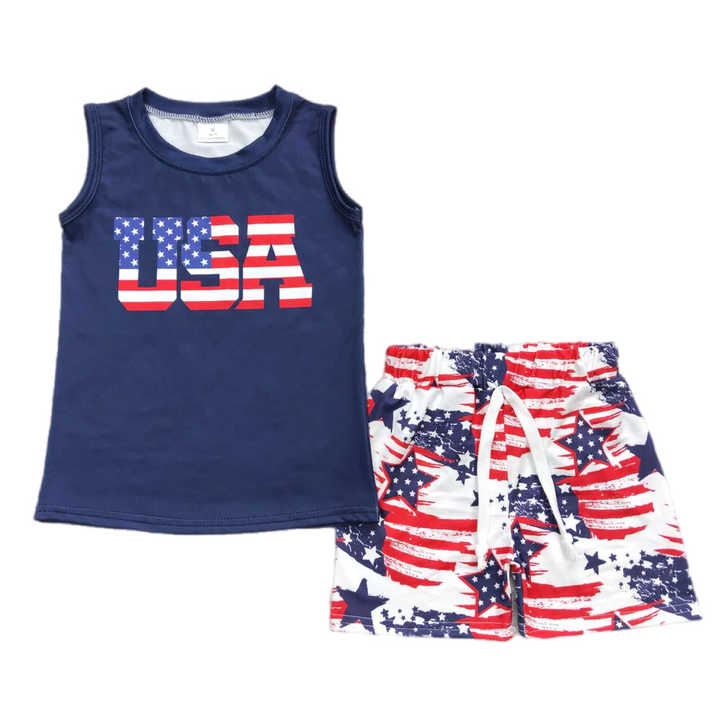 ᴡᴇᴇᴋʟʏ ᴘʀᴇ ᴏʀᴅᴇʀ Fourth of July USA Tank & Shorts Set