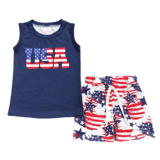 ᴡᴇᴇᴋʟʏ ᴘʀᴇ ᴏʀᴅᴇʀ Fourth of July USA Tank & Shorts Set