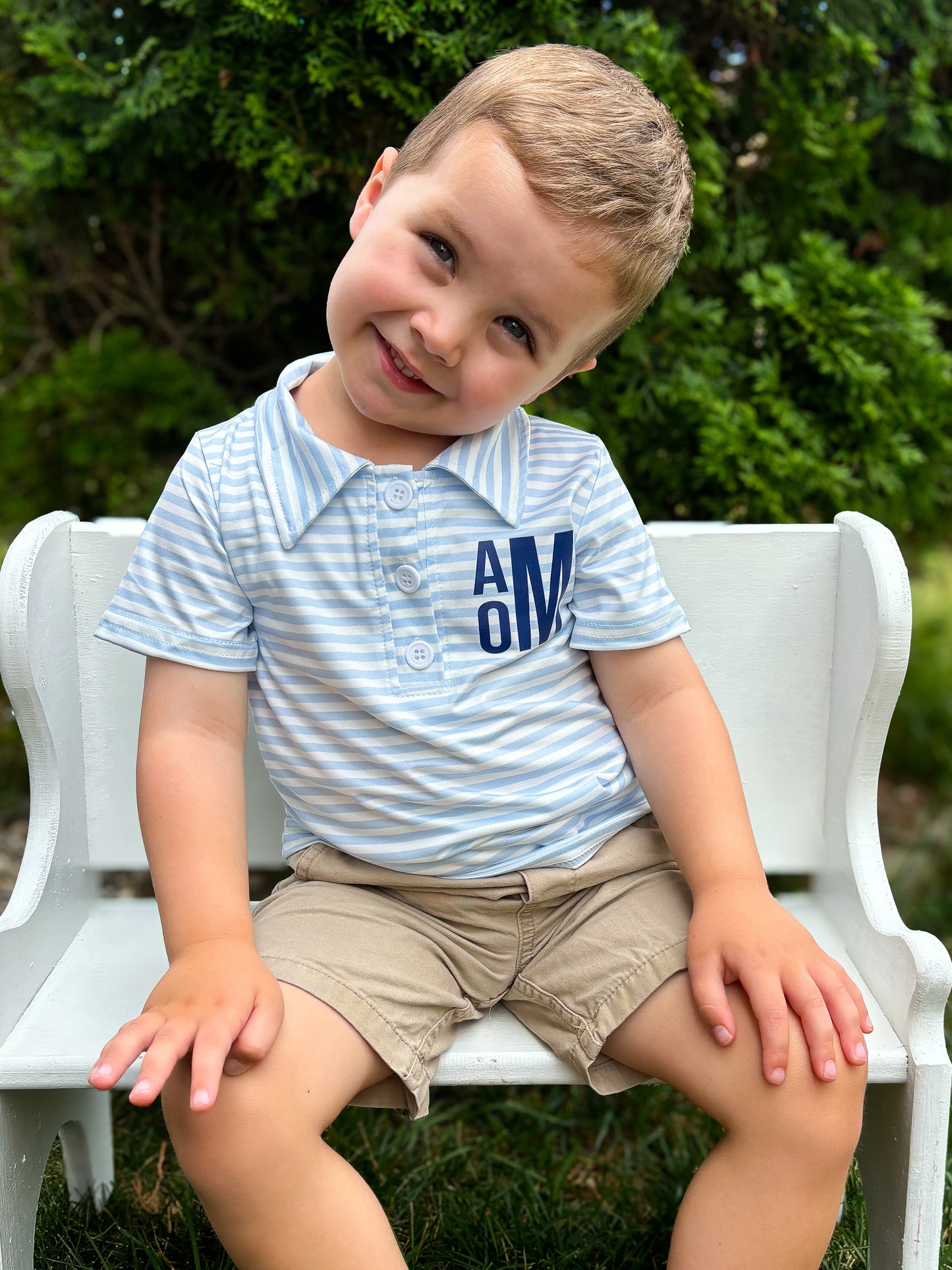 Personalized Medium Blue Stripe Polo