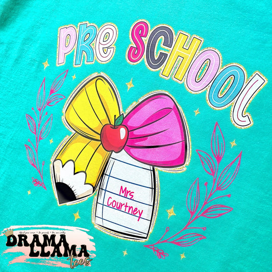 Grades Student OR Teacher Ribbon Personalized Tee (Put name in note to seller or email!) DLTPO