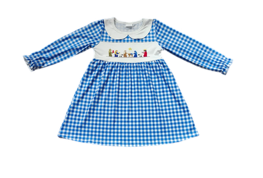 Nativity Blue Plaid Dress: Pre-Order