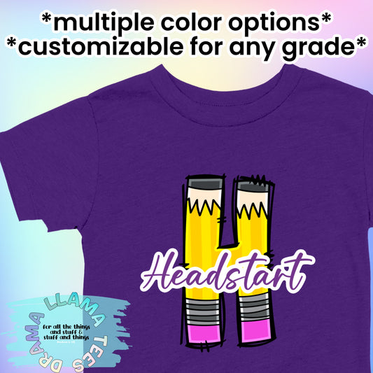 ✨Drama Llama Original✨ 
Back to School Headstart or Any Grade Pencil Tees (Cursive) *multiple color options*