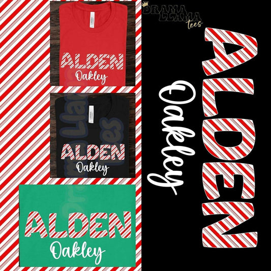 Candy Cane Name with Cursive #2 *Pre-Order: * DLTPO