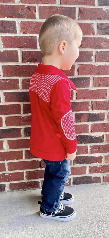 ᴡᴇᴇᴋʟʏ ᴘʀᴇ ᴏʀᴅᴇʀ Pullover- Red Plaid with Elbow Patches Quarter Zip