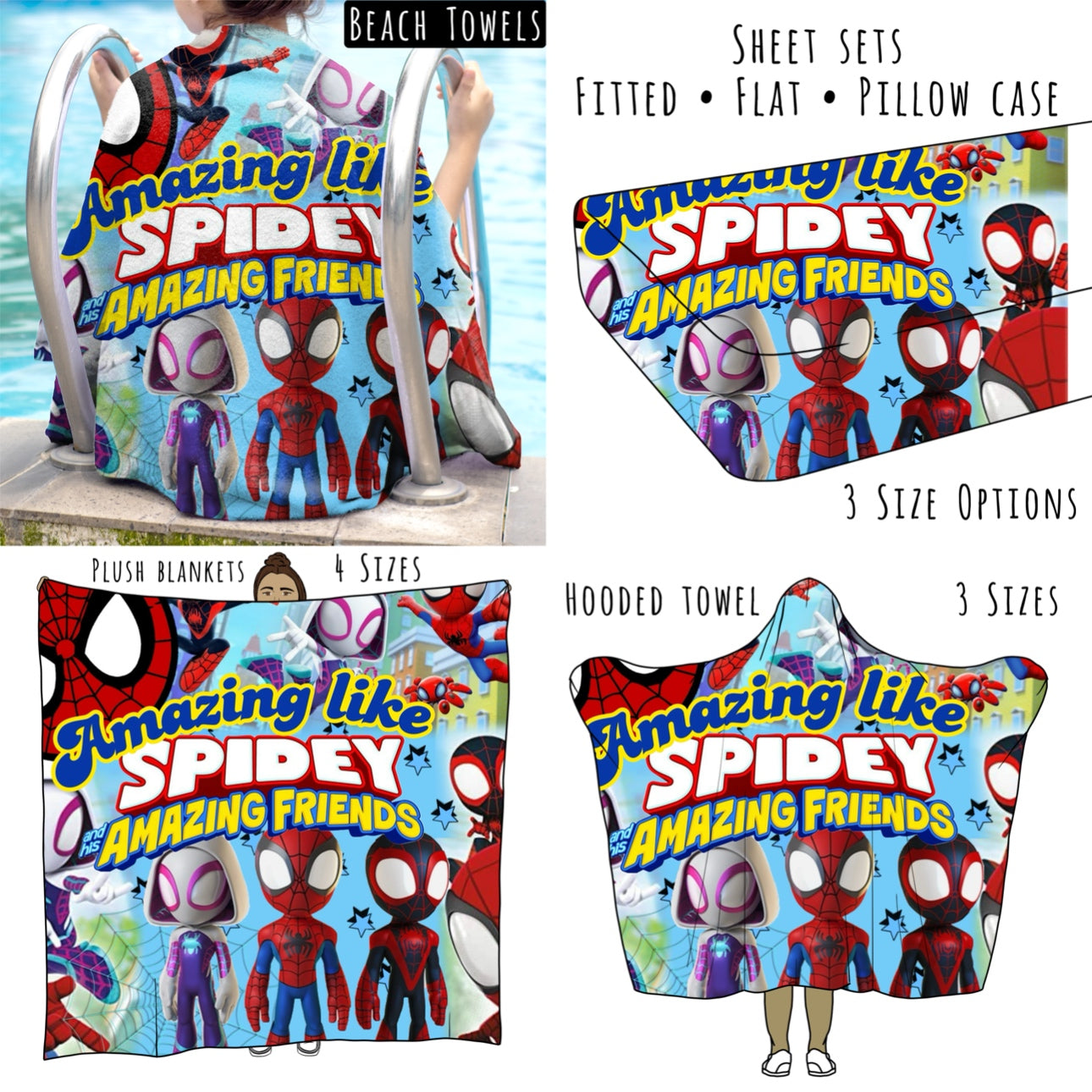 Web Hero Friends 1 Personalized Items ~ Sheets, Pillowcases, Blankets, Towels ~