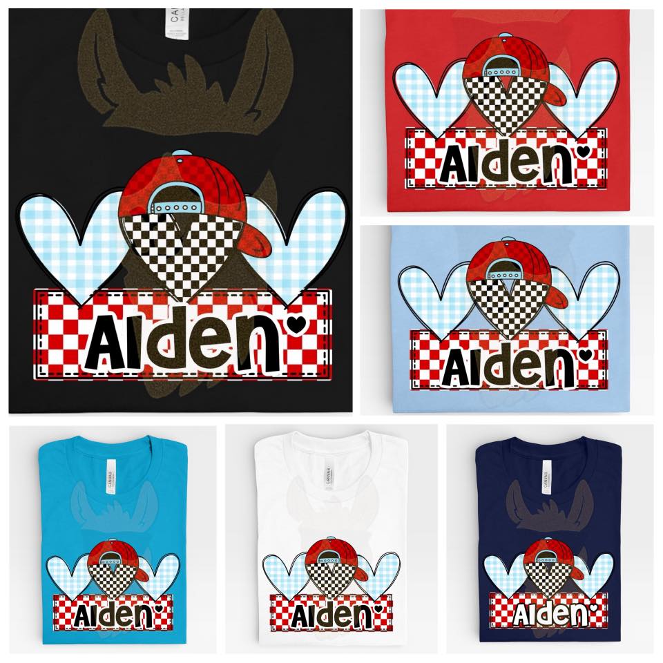 Checks Trendy Hearts Blue Personalized💥 DLTPO