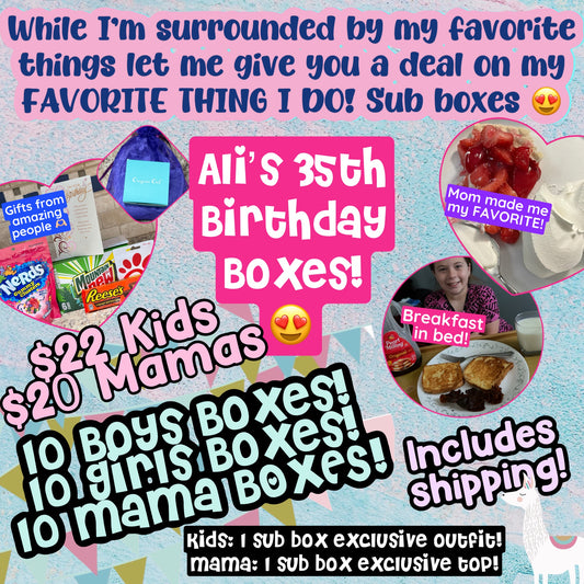 *2 Adult 5 Boys Left!* Ali's 35th Birthday 1 Time Sub Box Deal