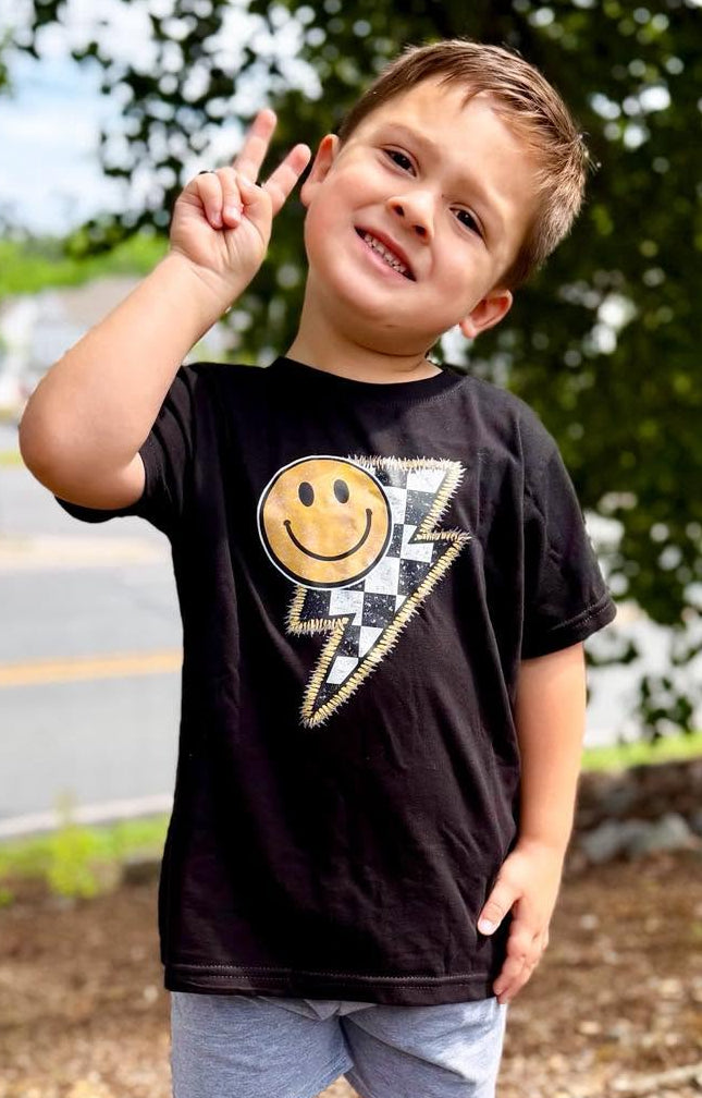 Size 7 Lightning Bolt Smiley DLT Custom Tee *Ready to Ship!*