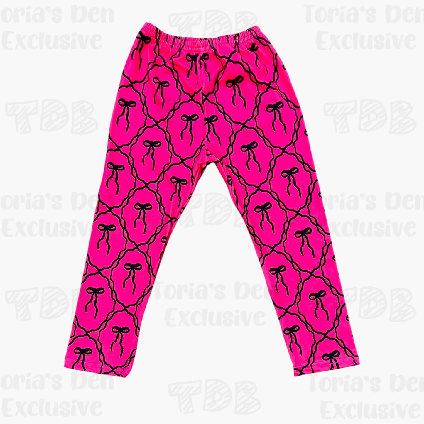 12-18 3T (2) 4T 5-6 7-8 (3) 18-20Pink Leggings with Black Bows TDB Exclusive UNRELEASED *Ready to Ship!*