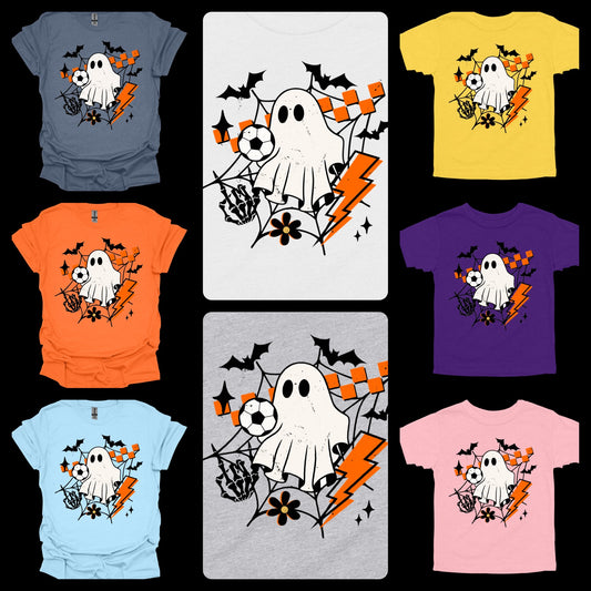 Ghost Soccer Kids Tee With Flower *Multiple Color Options Available*