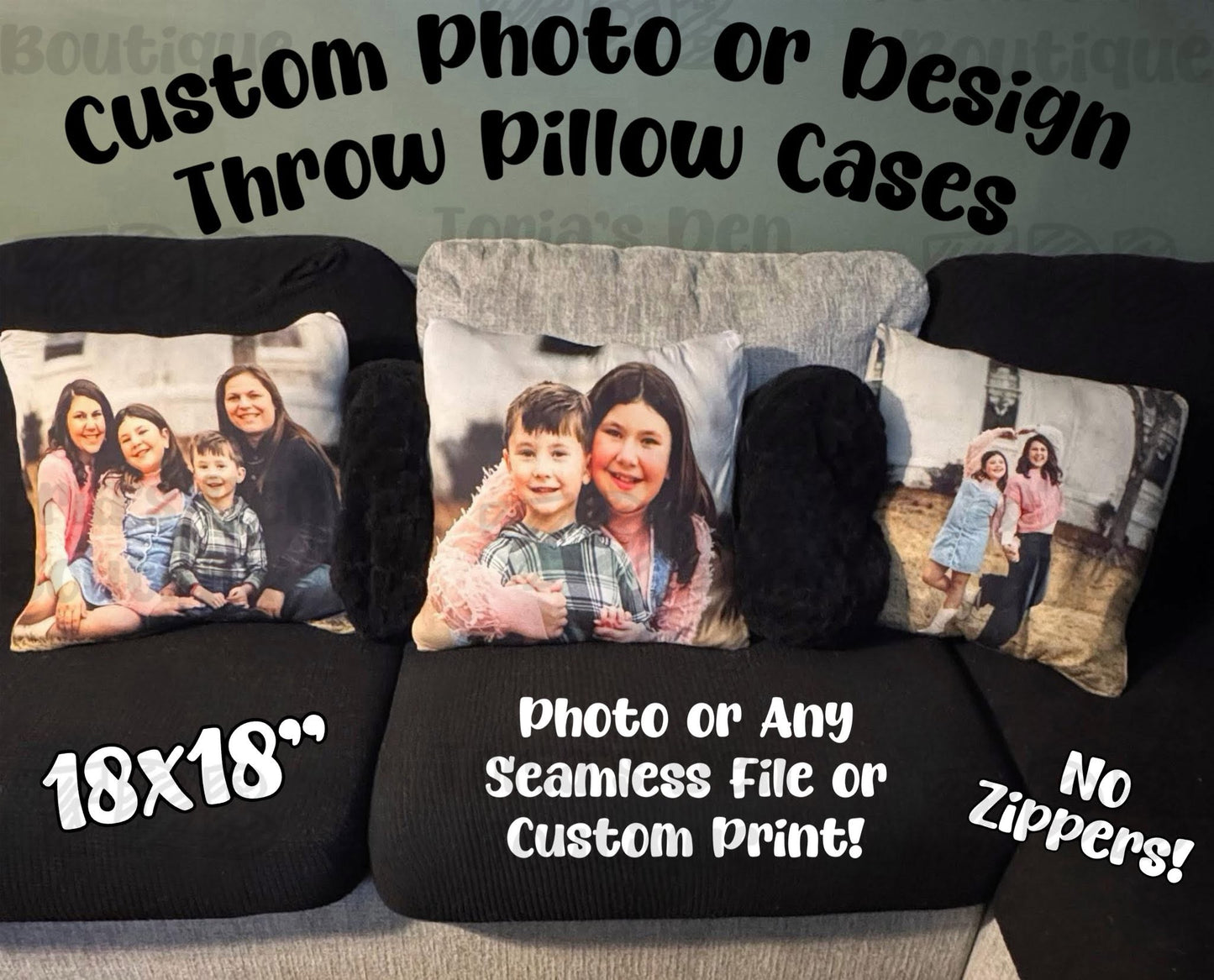 Photo Throw Pillow Cases 18x18" | Bundle & Save! | Email Photos After Submitting Order