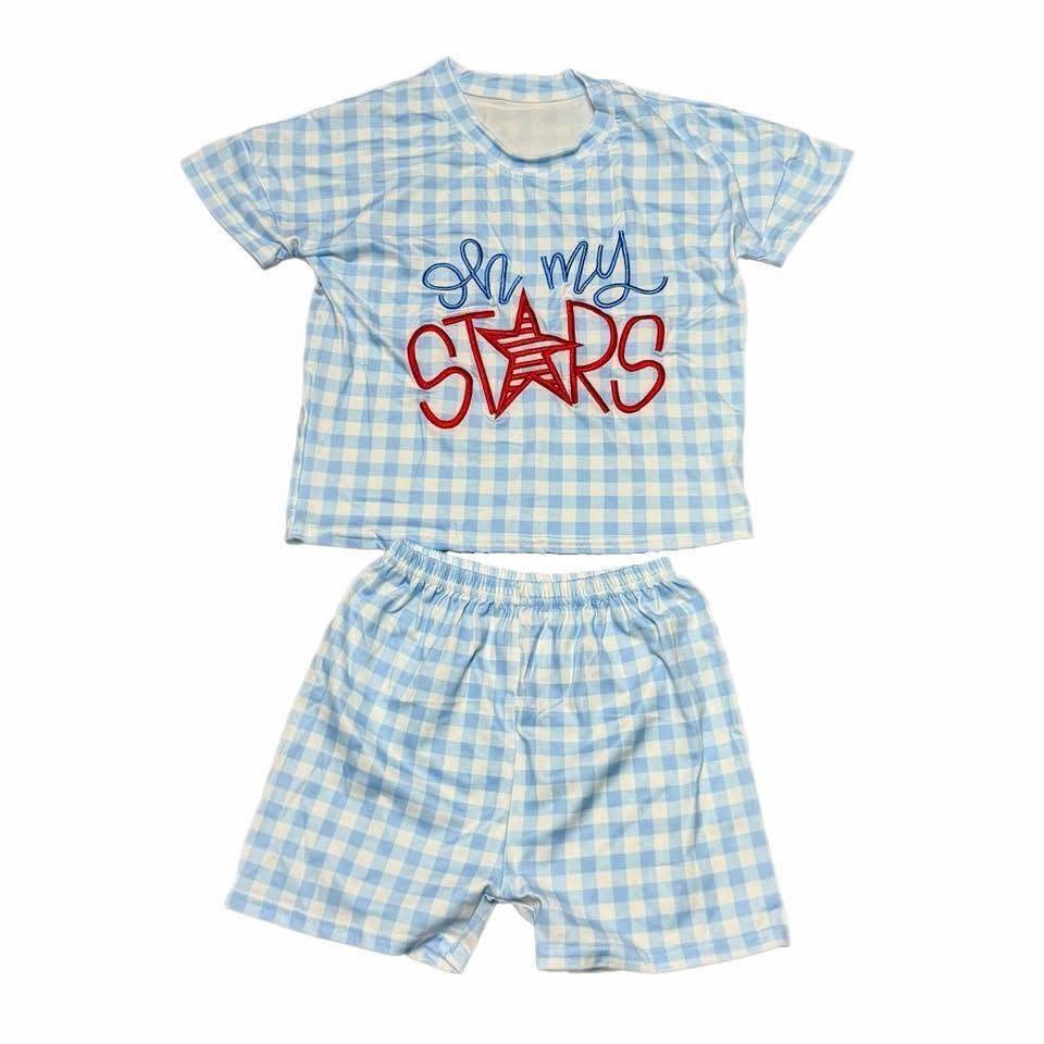4T 5-6 6-7 Embroidered Modest Crop & Shorts RWB Set: Ready to Ship