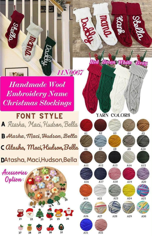 Hand-Embroidered Personalized Stockings- 18"! Pre-Orders