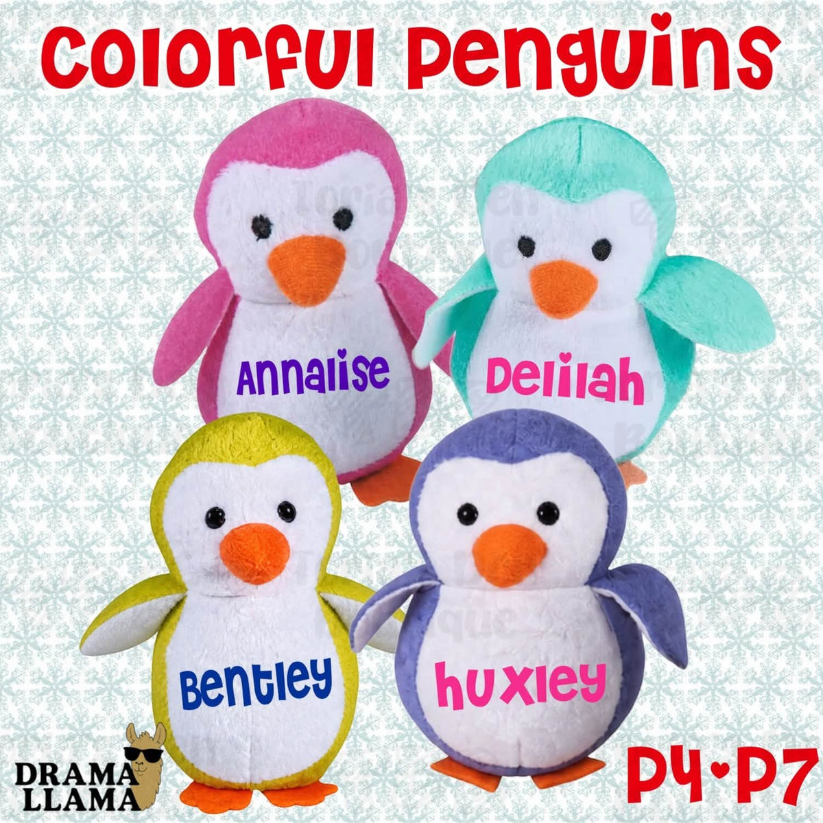 5" Colorful Penguins Personalized Plush