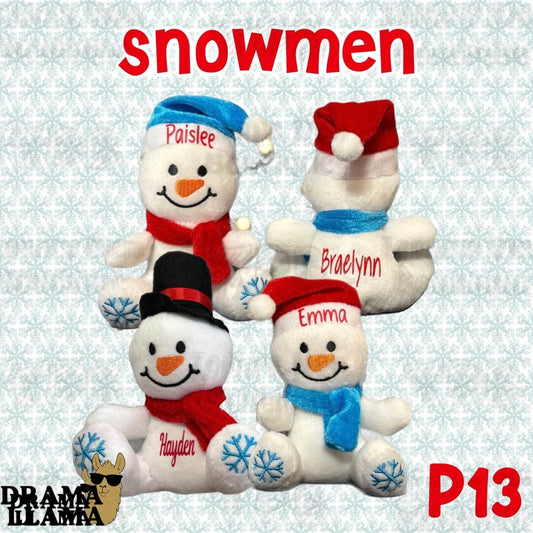 4.5" Snowman Personalized Plush (Hat Color Varies)
