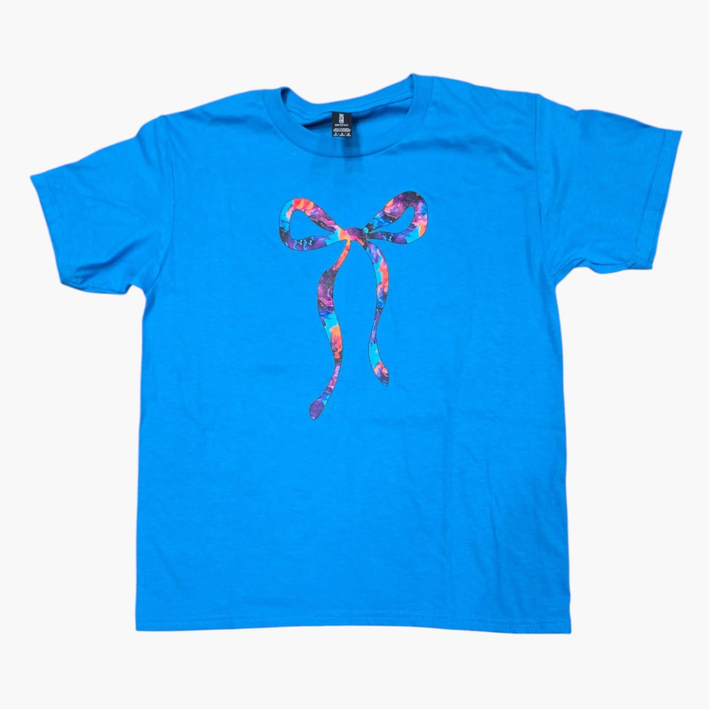 Youth Medium Softstyle Splattered Fall Bow Tee: Ready to Ship
