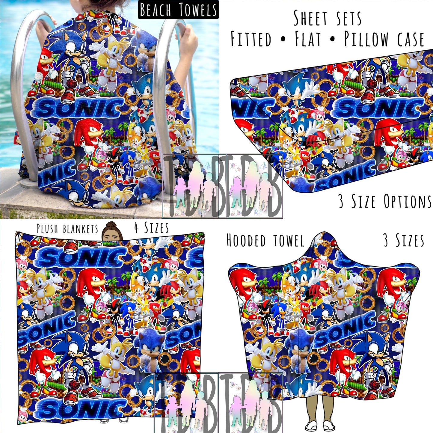 Blue Blur & Friends Personalized Items ~ Sheets, Pillowcases, Blankets, Towels ~