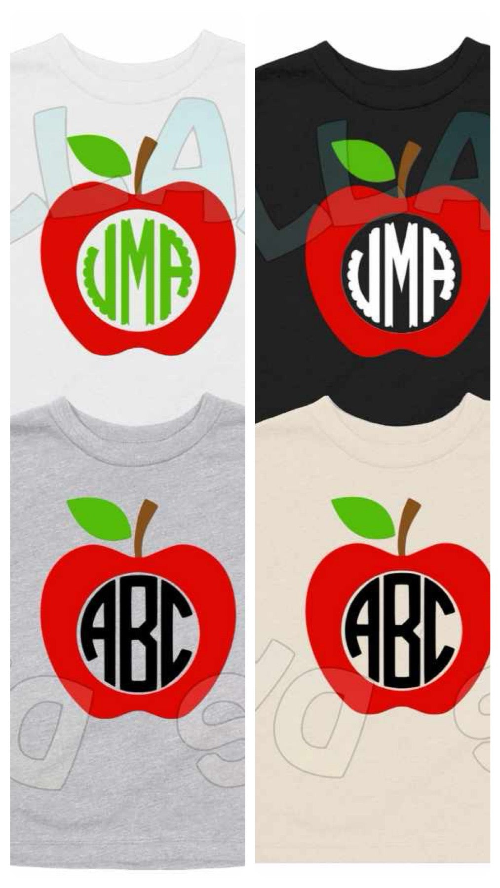 Solid Apple Monogram Tees *multiple color options*