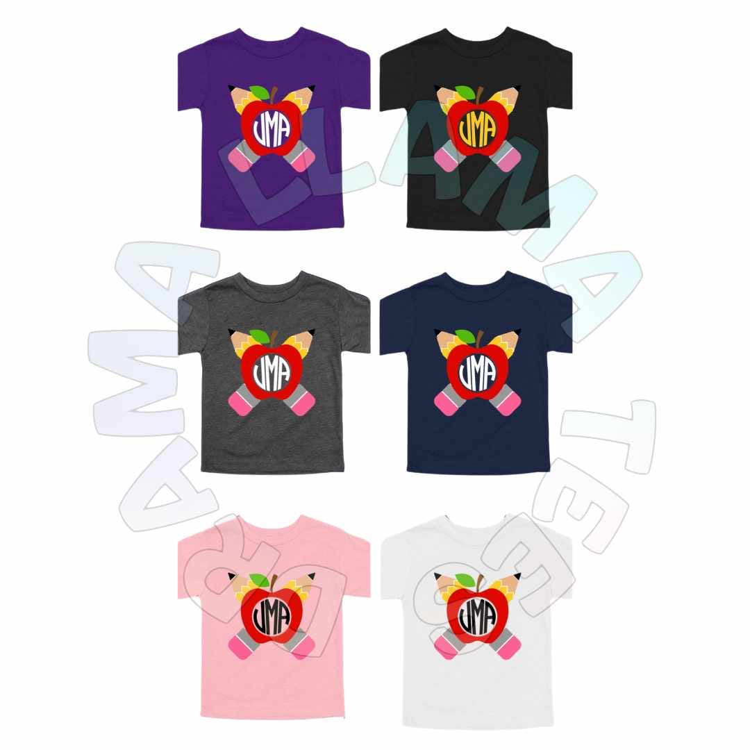 Double Bow Pencil Monogram Tees *multiple color options*