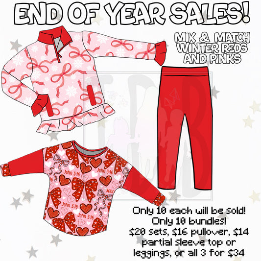 Mix & Match Winter Reds & Pinks Bundle: EOYS! Only 10 Bundles & 10 Individuals will be sold!
