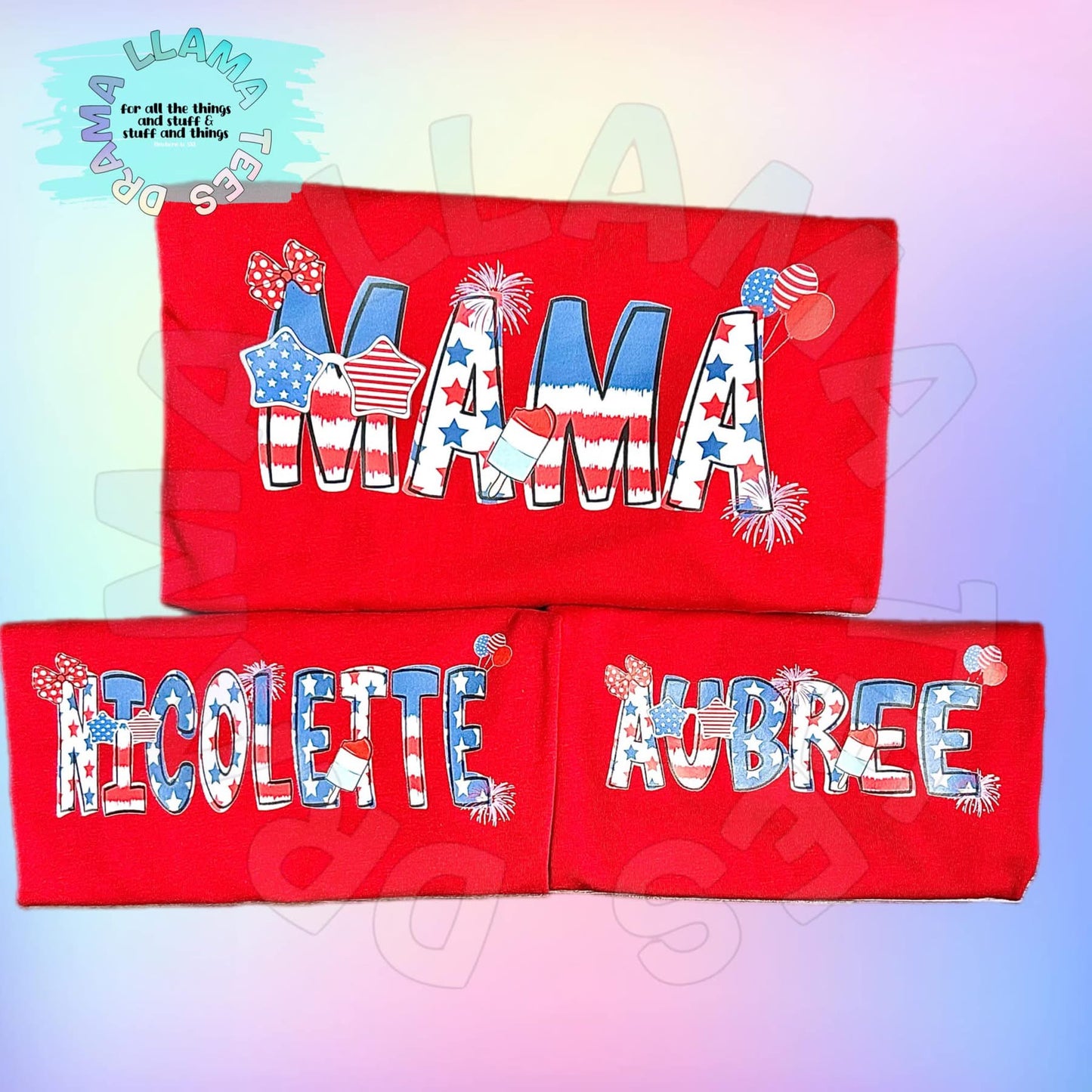 Fourth of July Name Tees *multiple color and pattern options*