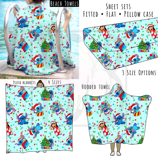 Blue Alien Christmas 1 Personalized Items ~ Sheets, Pillowcases, Blankets, Towels ~